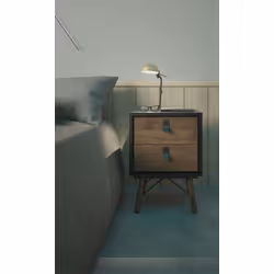 Szafka nocna z dwiema szufladami RYAN 2S - orzech/czarny mat