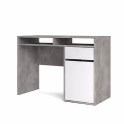Biurko z półkami i szufladą FUNCTION PLUS 1D1S - beton/biały połysk