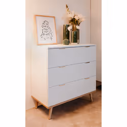 Komoda GÖTEBORG 3S 80 cm - biały mat/dąb sonoma