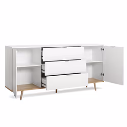 Komoda GÖTEBORG 2D3S 180 cm - biały mat/dąb sonoma