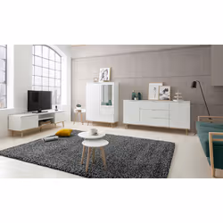 Szafka RTV GÖTEBORG 2D 160 cm - biały mat/dąb sonoma