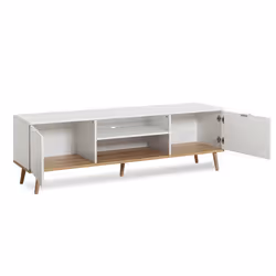 Szafka RTV GÖTEBORG 2D 160 cm - biały mat/dąb sonoma