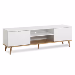 Szafka RTV GÖTEBORG 2D 160 cm - biały mat/dąb sonoma