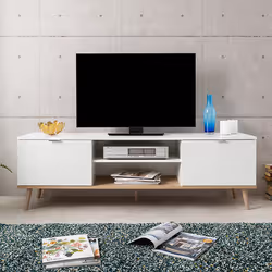 Szafka RTV GÖTEBORG 2D 160 cm - biały mat/dąb sonoma
