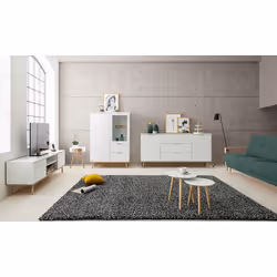 Szafka RTV GÖTEBORG 2D 160 cm - biały mat/dąb sonoma