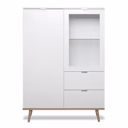 Wysoka komoda GÖTEBORG 2D2S 140 cm - biały mat/dąb sonoma
