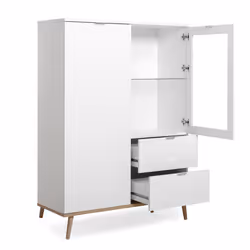 Wysoka komoda GÖTEBORG 2D2S 140 cm - biały mat/dąb sonoma