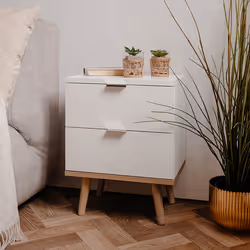 Szafka nocna GÖTEBORG 2S - biały mat/dąb sonoma