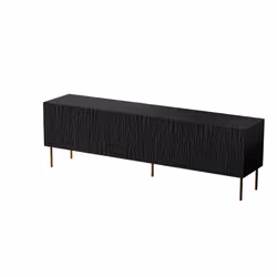 Frezowana szafka RTV 4-drzwiowa FIORI 190 cm - czarny mat