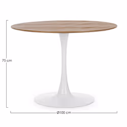 Stół okrągły BLOOM 100 cm - brązowy/biały