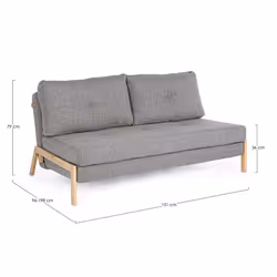 Sofa rozkładana 2-osobowa HAYDEN GREY - szary/naturalny