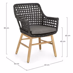 Krzesło ogrodowe WILSON BLACK - czarny/naturalny