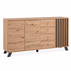 Komoda 3-drzwiowa z szufladami MEDAN - dąb artisan
