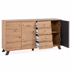Komoda 3-drzwiowa z szufladami MEDAN - dąb artisan