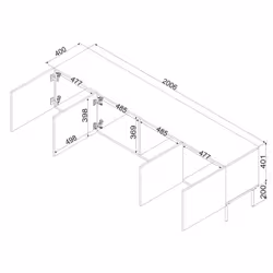 Szafka RTV MILO 200 cm - czarny mat