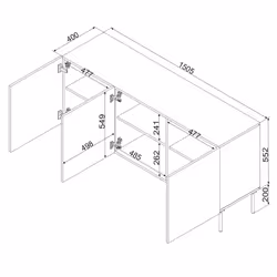 Komoda 3- drzwiowa MODENA 150 - czarny mat