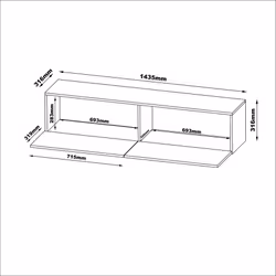 Szafka RTV wisząca z oświetleniem ALTO 140 cm - kaszmir mat