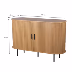 Komoda owalna z drzwiami przesuwnymi KASJA 120 cm - dąb