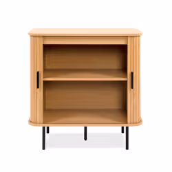 Komoda owalna z drzwiami przesuwnymi KASJA 80 cm - dąb