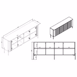 Komoda 4-drzwiowa ARIA 190 cm - dąb barokowy ristretto