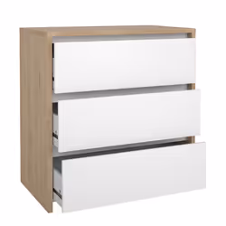 Komoda NEXT 3 szuflady - biały połysk/jackson hickory