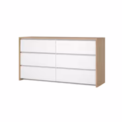 Komoda NEXT 6 szuflad - biały połysk/jackson hickory
