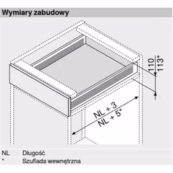 Szuflada METABOX / wys. M=86 mm / dł. 45 cm / 25 kg / wysuw 75% / kremowy