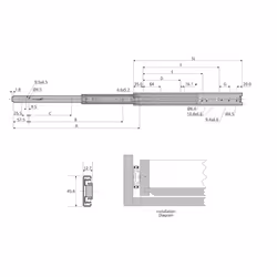 Prowadnica DZ4501 - ocynk / dł. 60 cm / 45 kg / wysuw 100%