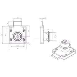 Zamek kwadratowy Siso X-850 - niklowany / fi 19 mm