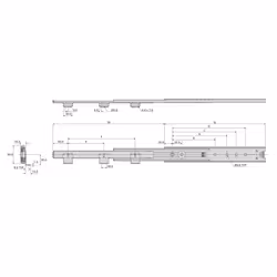 Prowadnica kulkowa DZ3301-60 z kątownikiem / dł. 60 cm / 60 kg / wysuw ponad 100%