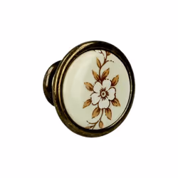 Gałka ROMANA 1700 - stary mosiądz, brązowy kwiat / fi 29 mm