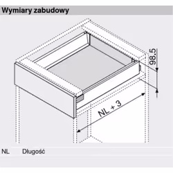 Szuflada TANDEMBOX ANTARO z hamulcem / wys. M=83 mm / dł. 60 cm / 65 kg / biały