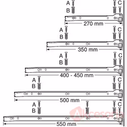 Szuflada METABOX 320M z hamulcem / wys. M=86 mm / dł. 45 cm / 25 kg / wysuw 75% / kremowy