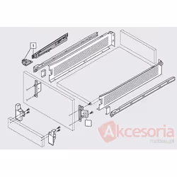Szuflada METABOX 320M z hamulcem / wys. M=86 mm / dł. 40 cm / 25 kg / wysuw 75% / kremowy