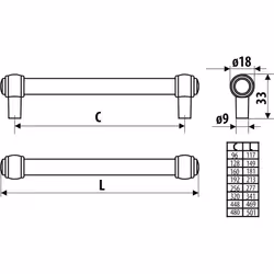 Reling RE23 - stare złoto / rozstaw 160 mm