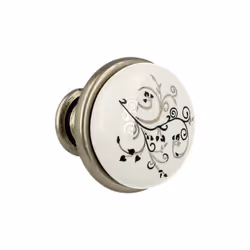 Gałka GP19 - nikiel patynowany, porcelana biała wzorek / fi 29 mm