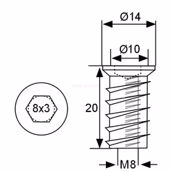 Mufa koł. M Siso - ocynk / M8x20 mm / fi 10 mm / 100 szt.