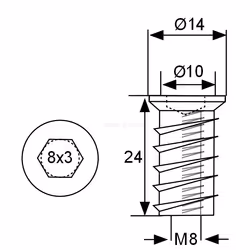 Mufa koł. M Siso - ocynk / M8x24 mm / fi 10 mm