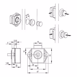 Zamek wciskany Siso CARAVAN - efekt aluminium