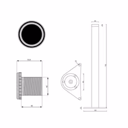 Noga z regulacją DN-710 - czarny mat / fi 60 mm / wys. 71 cm