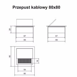 Przepust Kablowy Kwadratowy z Aluminium 80x80 mm Czarny