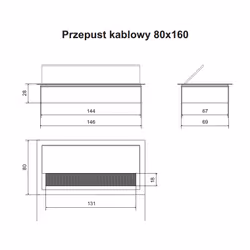 Przepust kablowy prostokątny K262 - czarny / 160x80 mm