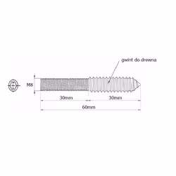 Śruba dwustronna Siso z TORX - ocynk / M8x60 mm