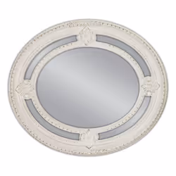 Lustro owalne PU027 62x72 - przecierany biały