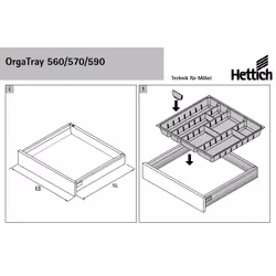 Wkład na sztućce ORGATRAY 590 - antracyt / 507x462 mm