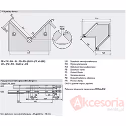Szuflada Tandembox NAROŻNA Wys.D=198mm Dł.65cm 65kg SZARA