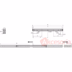 Prowadnica kulkowa DZ3630 / dł. 30 cm / 35 kg / 2-stronny wysuw 100%