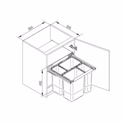 Pojemnik na odpady JC609 ""60"" wysoki (564x505x450) poczwórny 2x9L/2x20L tworzywo sztuczne srebrny DS