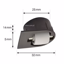 Mini rolka Siso RO7058 - czarny / fi 15 mm / kołnierz 4 mm