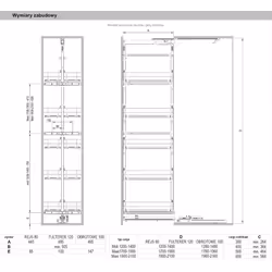Cargo Maxi Dolne MAXIMA CLASSIC 40 cm / 170-190 cm / 5 półek + prowadnica Fulterer